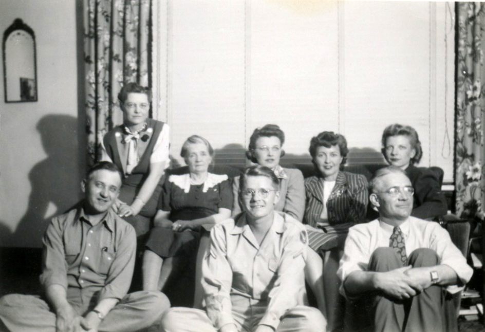 Back Row: Marie, Elsa, Julia, Ruth, Lucile - Front Row: Bill, Folke, Oscar Hugo - June 1945