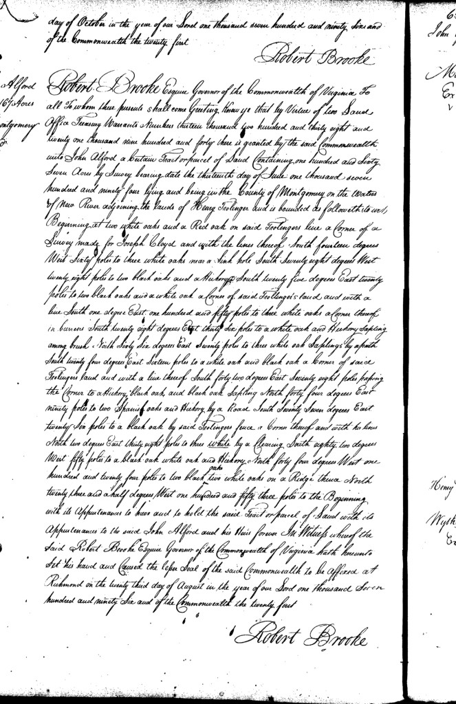 October 18, 1796 Land Grant to John Newland (Page 2)