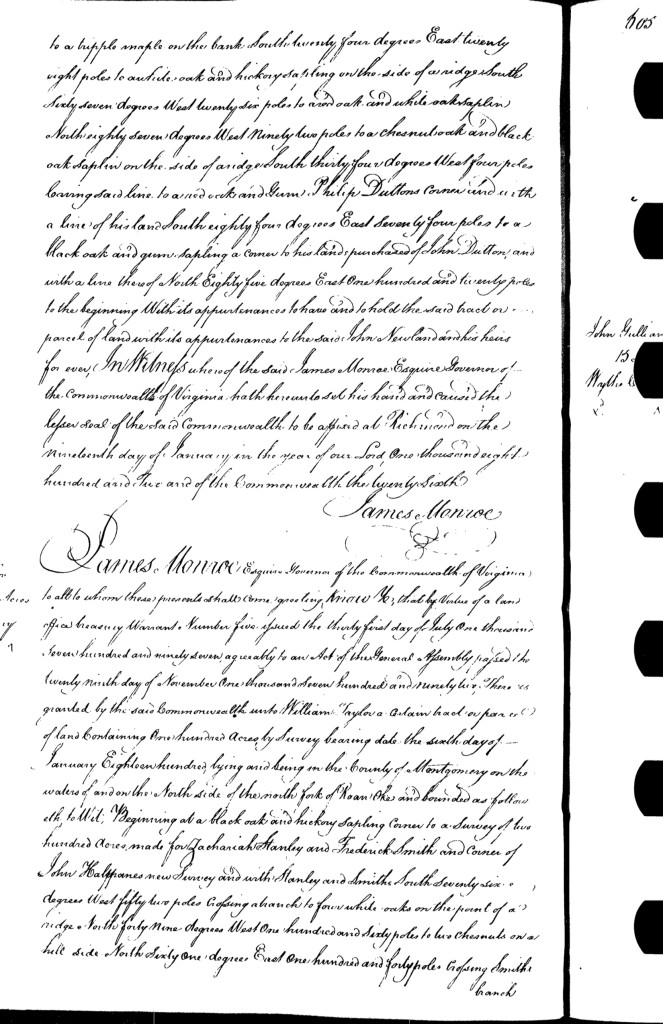 January 19, 1802 Land Grant to John Newland (Page 2)