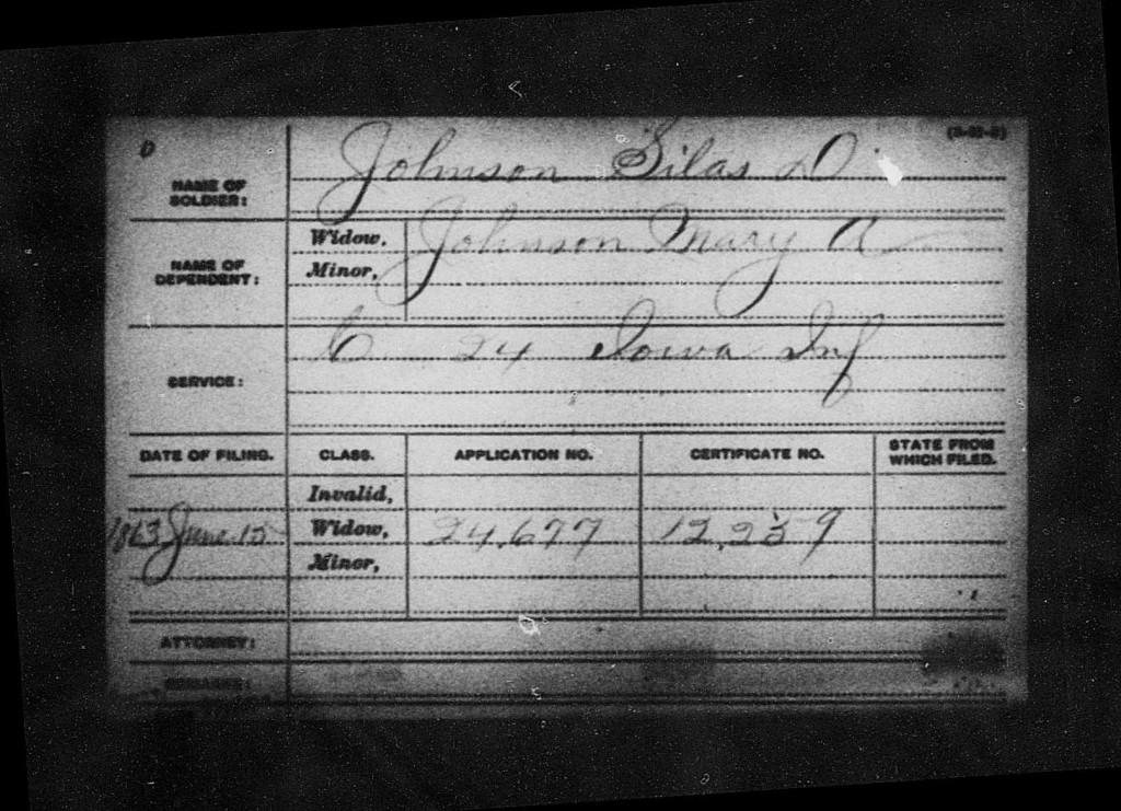 Silas Johnson Civil War Pension Record